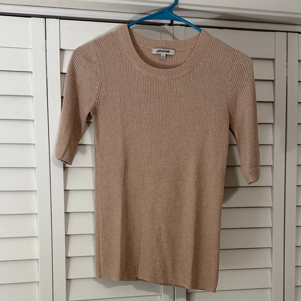 Madewell Beige Ribbed Knit Top